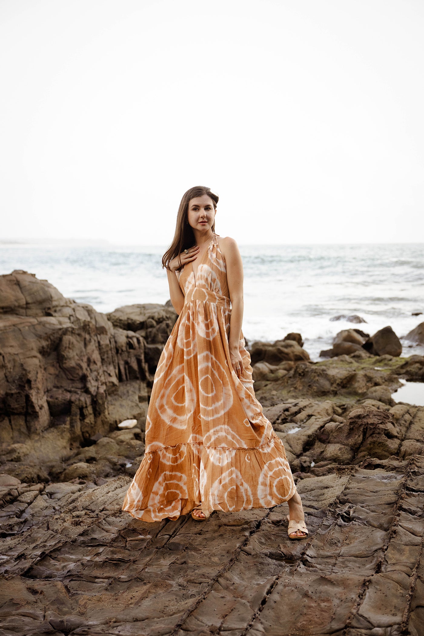 Whisper Tie-Dye Halter Dress | Brown Tie-Dye Dress Whisper Tie-Dye Halter Dress | Brown Tie-Dye Dress